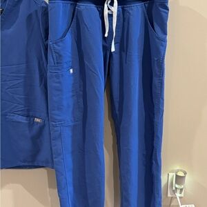 Figs Blue Joggers with White Tie